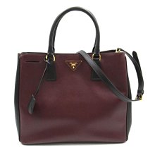 PRADA  普拉達 B2830A 手提包 斜跨包 皮革 酒紅色 日本現貨 包郵包稅 9.5成新【BRAND OFF】