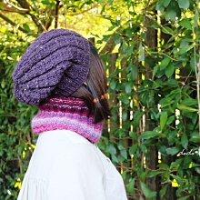 DODO＊FAMILY嘟嘟家族手藝坊．棒針毛線帽子材料包．氣質時搭紫色點點帽．W13-04【S007】
