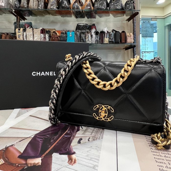 【茱麗葉精品】全新精品 CHANEL 專櫃商品 AP3267 19系列經典菱格小羊皮WOC兩用鍊包.黑 現貨