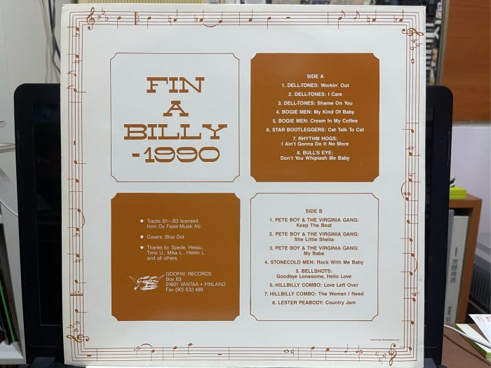 Fin a billy-1990 鄉村搖滾樂團 稀有片～來自 芬蘭 黑膠唱片