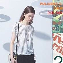 POLISEN聖路加設計師服飾(946-349)條紋肩袖拼接素色釦飾造型雪紡上衣原價2790元特價698元