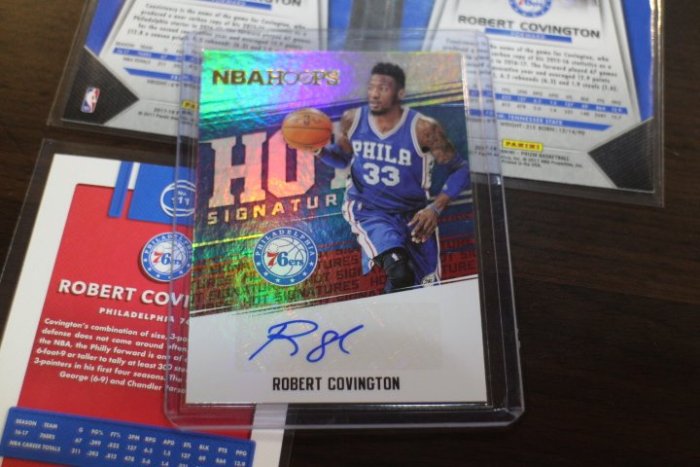 76人~Robert Covington Hoops亮面簽名卡~Prizm銀卡~Donruss lot 4