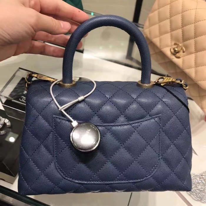 全新正品 Chanel COCO HANDLE 小款23CM 手提兩用包 黑色金鏈 CHANEL 荔枝紋