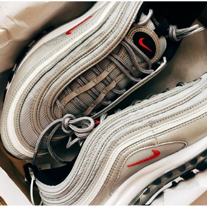 【正品】NIKE AIR MAX 97 OG QS 銀彈 銀色 反光 經典 紅勾884421-001慢跑鞋