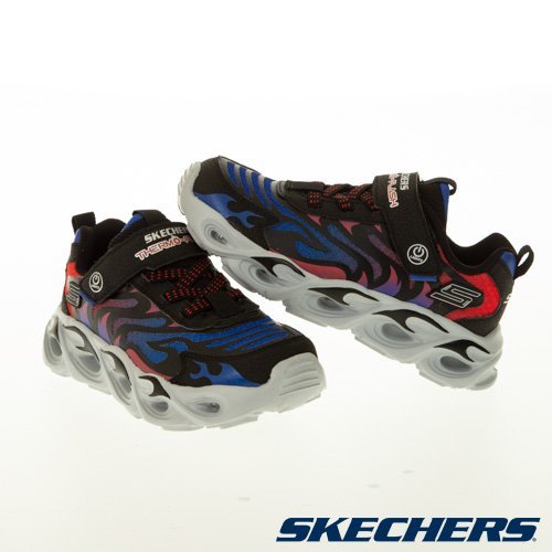 【鞋印良品】SKECHERS 男中大童運動鞋 THERMO-FLASH 炫彩燈鞋 有開關 400106LBKRB 黑藍紅