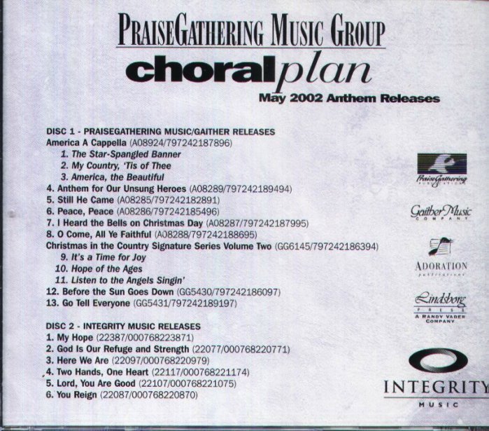 八八 - PraiseGathering Music Group CHORAL PLAN MAY 2002 - NEW