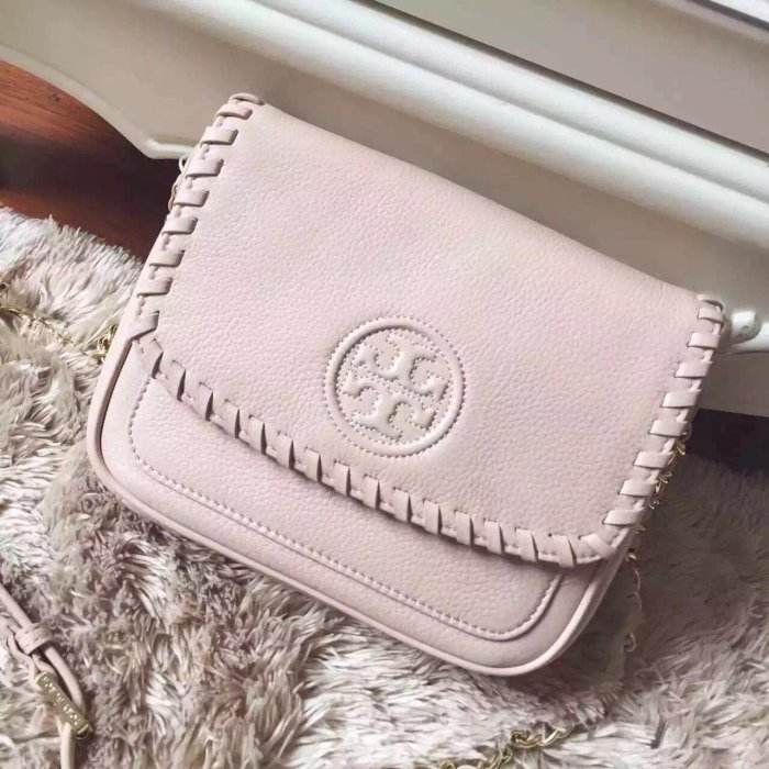 SUNDAY 代購  美國正品 Tory Burch TB 501 摔紋牛皮YKK五金 單肩 斜挎小包 粉色