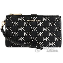 【茱麗葉精品】全新商品 MICHAEL KORS 專櫃商品 JET SET 撞色印花手提式雙拉鍊長夾.黑 現貨