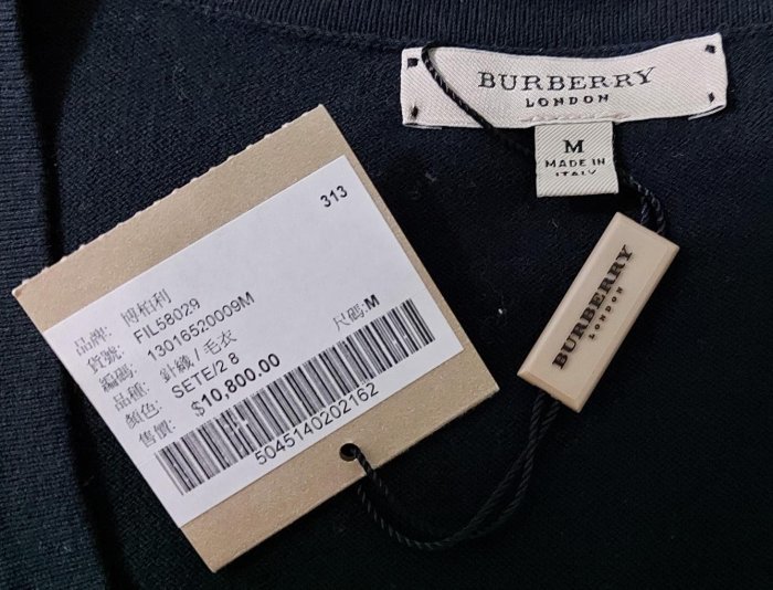 全新品義大利製造（搬家大出清）BURBERRY LONDON 黑短袖圓領恤衫T恤