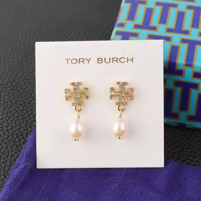 特惠 DanDan代購 Tory Burch TB 湯麗柏琦女士珍珠耳環 耳飾 飾品 經典碎鑽logo拼接幾何珍珠 浪漫優雅 端莊大氣 百搭時髦