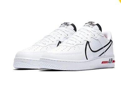 AIR FORCE 1 REACT D/MS/X 新款 黑白紅 大勾  低幫 休閒滑板鞋 CD4366-100 情侶鞋