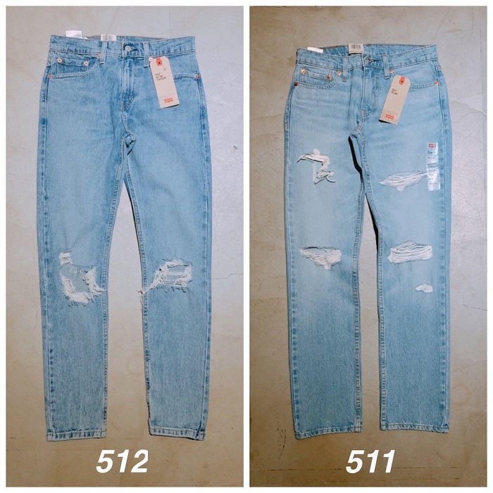 Levis 511 小直筒 淺藍 大破壞 牛仔褲 40Wx32L 大尺碼 牛仔長褲 破褲 Levi’s