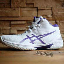 週日結標 Retro CLUB【一元起標】【二手】日本品牌 ASICS 亞瑟士 GELHOOP V16 白紫 籃球鞋 W24521
