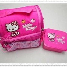 ♥小花花日本精品♥ Hello Kitty 粉色大容量臉頭造型百搭手提 肩背包/保冷袋便當袋+便當盒