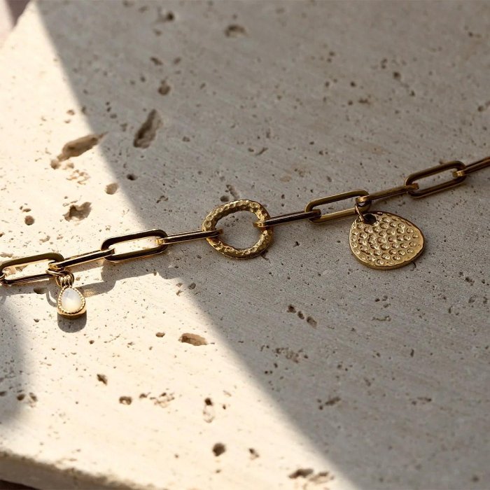 AEC PARIS 巴黎品牌 珍珠母貝手鍊 幸運圈金手鍊 CHAIN BRACELET LUCKY