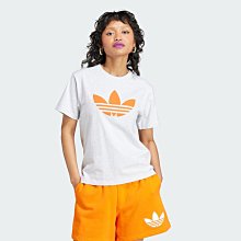 南🔥2023 8月 ADIDAS PEARL TREFOIL 短袖上衣 短T 大LOGO 三葉草 女款 灰橘IL2424