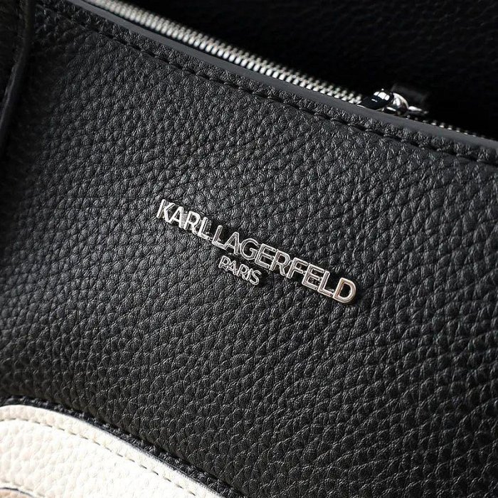 Karl Lagerfeld 黑色 荔枝紋柔軟Pu皮大容量托特包 1780元