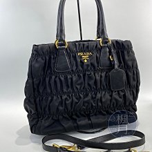 【一元起標 04/23】PRADA  普拉達  黑金尼龍抓皺2WAY  時尚百搭 精品包包 精品