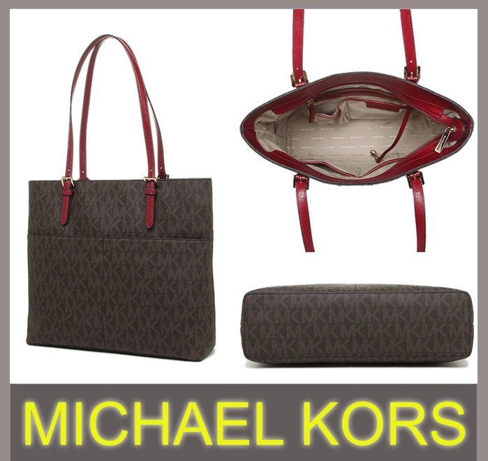 ↗小夫妻精品嚴選↖Michael Kors(MK)金屬吊飾滿版LOGO經典款/高級防刮真皮肩背包(咖啡色)【現貨免運】