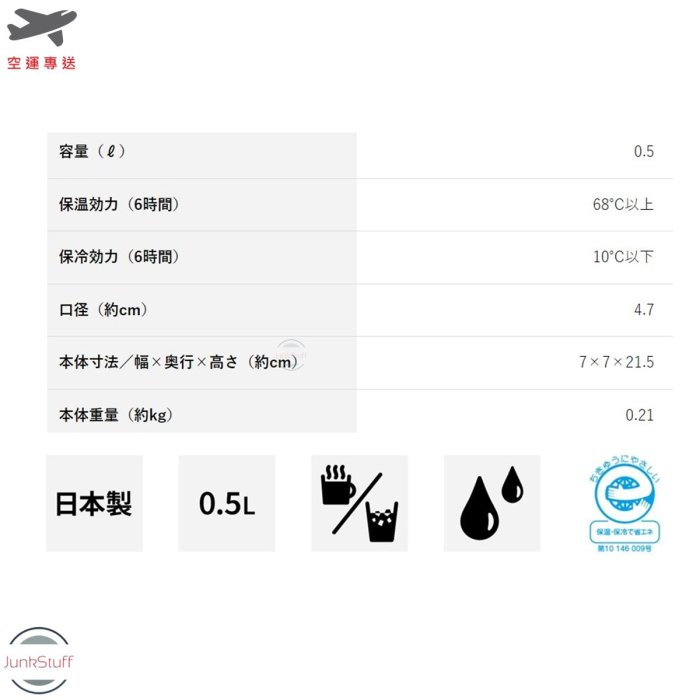 THERMOS JNY-502 日本膳魔師 不鏽鋼 保溫 冷 冰 瓶 壺 500ml 0.5公升 旋蓋式真空斷熱 日本製