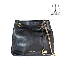 【巴黎站二手名牌專賣店】＊現貨＊Michael Kors MK 真品＊黑皮革金釦LOGO雙鏈帶兩用包