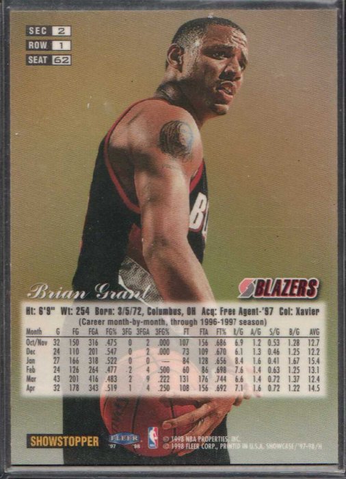 97-98 FLAIR SHOWCASE ROW1 #37 BRIAN GRANT