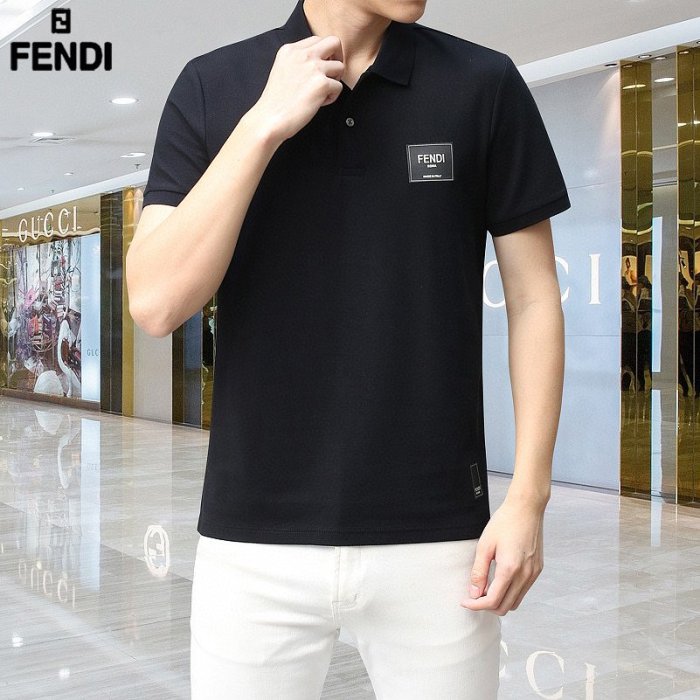 【King女王代購】Fendi/芬迪夏季新款經典刺繡LOGO男士翻領休閑短袖POLO衫男女同款