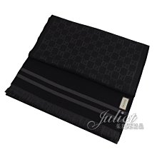 【茱麗葉精品】全新精品 GUCCI 專櫃商品 544619 雙G緹花羊毛雙色流蘇圍巾/披肩.深灰 預購無現貨