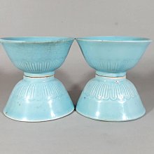 [銀九藝] 早期古早碗 天青釉 菊瓣碗 4件一標 (P1)
