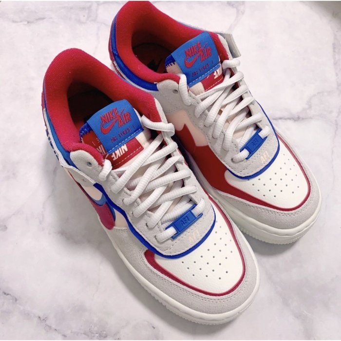 【正品】Nike Air Force 1 Shadow 灰紅藍 馬卡龍 女 CU8591-100/CU8591-001潮鞋