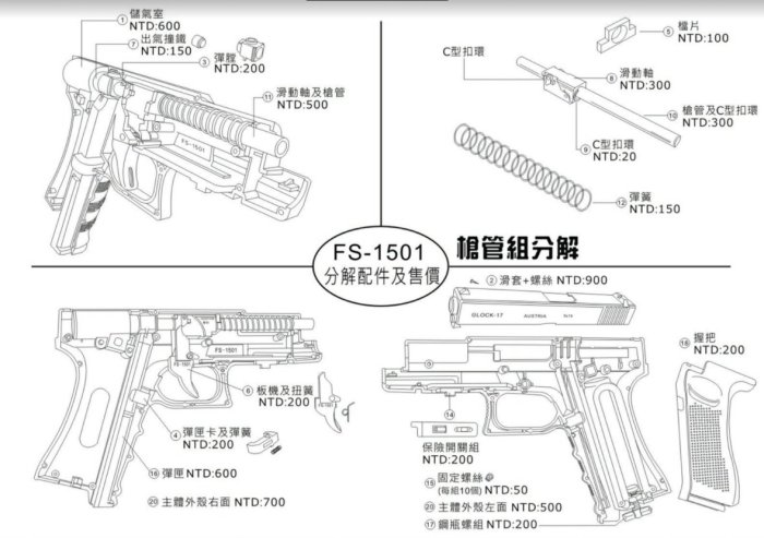 【磐石】FS 華山1501 F17 CO2槍原廠客訂零件專用賣場(現貨供應)