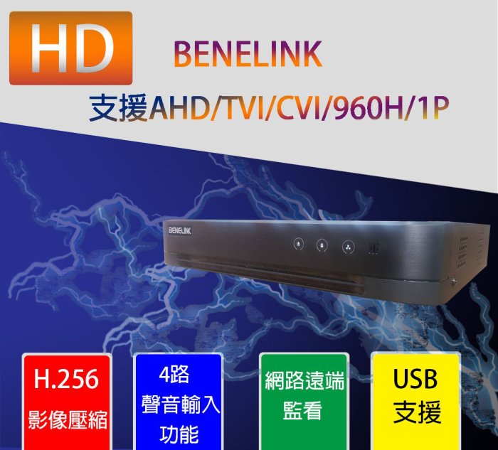 BENELINK H.265 4CH 1080P數位錄放影機  電話業務廣播.消防廣播.廣播喇叭