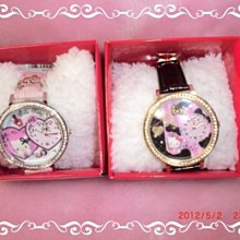 ♥小花花日本精品♥Hello Kitty 邊框金鑽 公仔蝴蝶結 亮晶晶水鑽 繽紛手錶