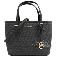 【茱麗葉精品】全新精品 MICHAEL KORS 專櫃商品 JET SET TRAVEL 印花手提兩用包.黑灰 現貨