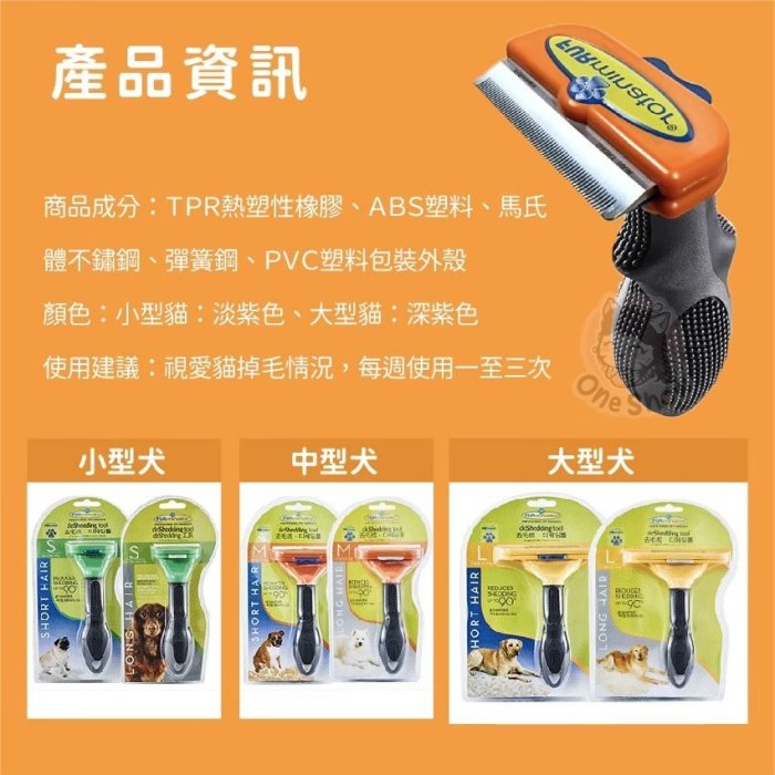 超熱賣-現貨【雷射商標~M號】第三代美國furminator 寵物梳子 除梳毛 狗用 貓用 兔子用 毛梳 梳毛 寵物毛梳