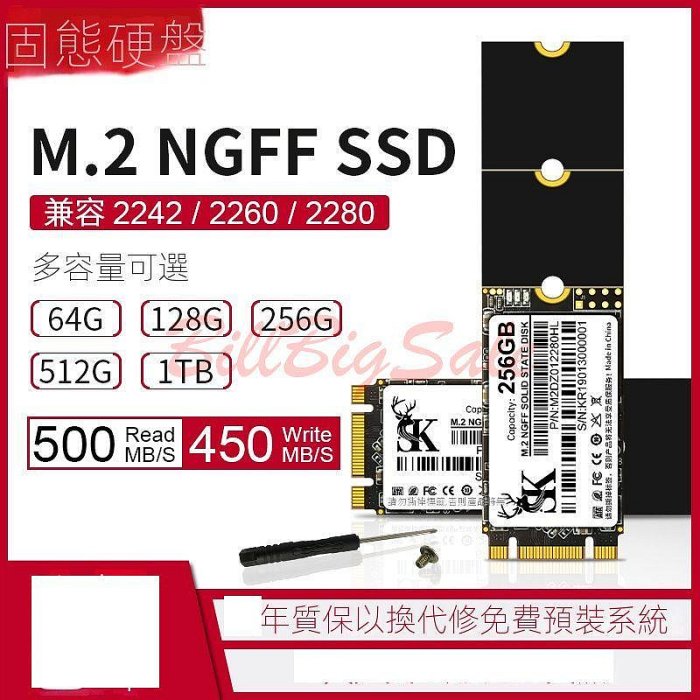 512GB (M.2 NGFF SATA SSD)全新5年保固 512G 2242 2260 2280 固態硬碟