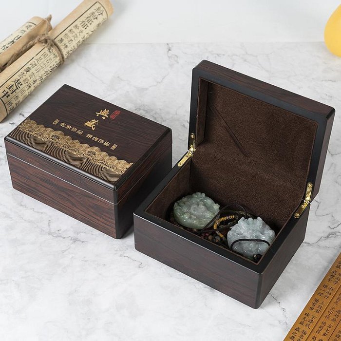 玉石翡翠玉手鐲盒子高檔手串吊墜掛件鐲子包裝核雕把件玉鐲首飾盒