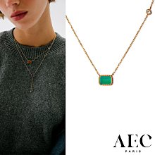 AEC PARIS 巴黎品牌 白鑽綠瑪瑙項鍊 優雅金項鍊 CHAIN NECKLACE THEMIS