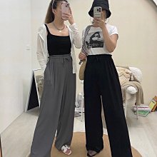 *~fuyumi boutique~*100%正韓 24S/S 綁帶涼感坑條褲 杏/淺咖/墨/黑