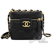 【茱麗葉精品】全新精品 CHANEL 專櫃商品 AS3228 菱格雙C LOGO小牛皮手提斜背金鍊方包.黑/金 現貨