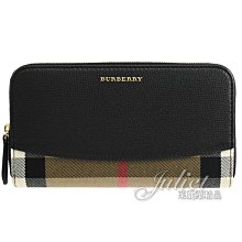 【茱麗葉精品】全新精品 BURBERRY 專櫃商品 3975334 ELMORE 經典格紋拼接拉鍊長夾.黑邊 預購