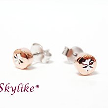 *SKYLIKE*單支購-網販獨賣-香港進口750/18K金玫瑰K金、白K金雙色類真鑽包鑲~耳針耳環單支，最可愛系列s~
