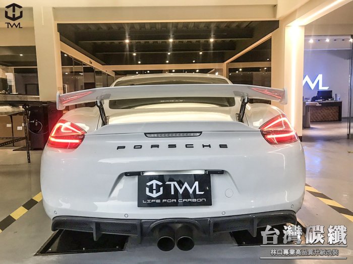 TWL台灣碳纖 全新 PORSCHE 保時捷 981 CAYMAN S GTS 升級GT4大尾翼ABS 素材