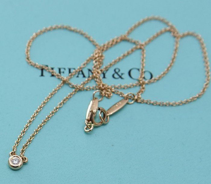Tiffany and Co. 單鑽 玫瑰金項鍊 3.78mm