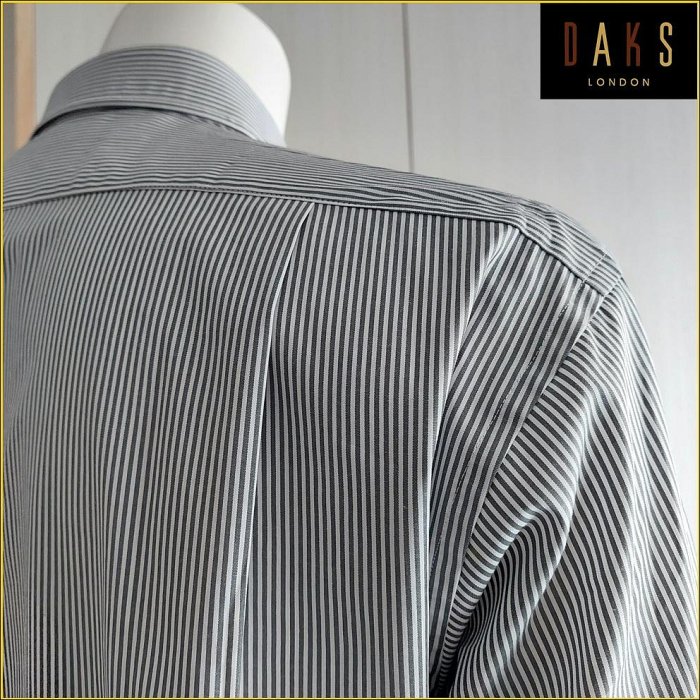 DAKS 日本製 新品 純棉 長袖襯衫 男 頸圍40公分 DAKS LONDON 加長款 條紋 襯衫 M2820D