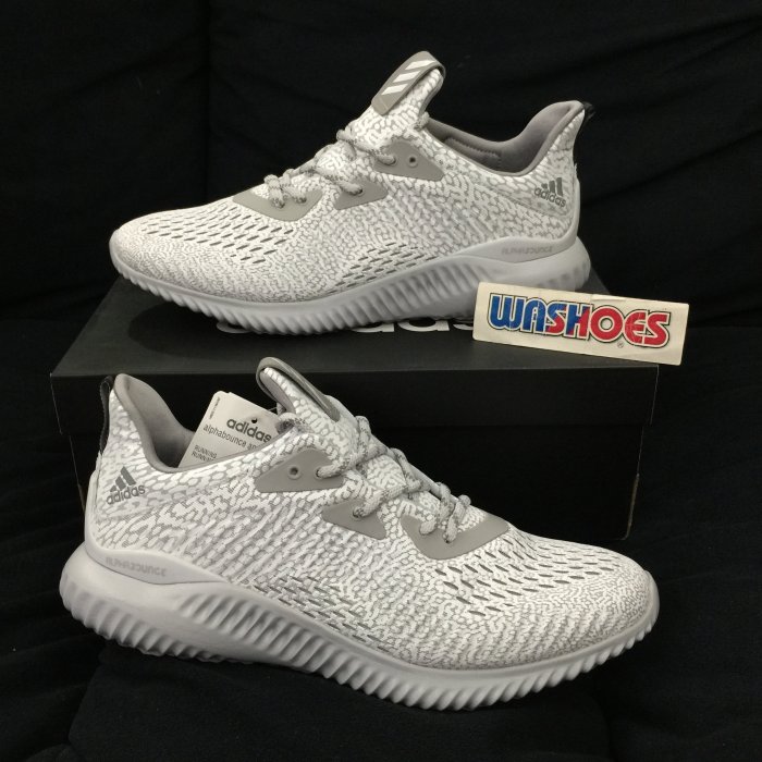 Washoes adidas alphabounce AMS 白 BW0427 慢跑鞋 鯊魚 鱗紋 反光 黑BW0428