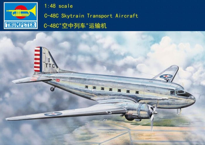 Trumpeter 小號手 1/48 美國 C-48C 空中列車式 民航機 運輸機 客機 組裝模型 02829