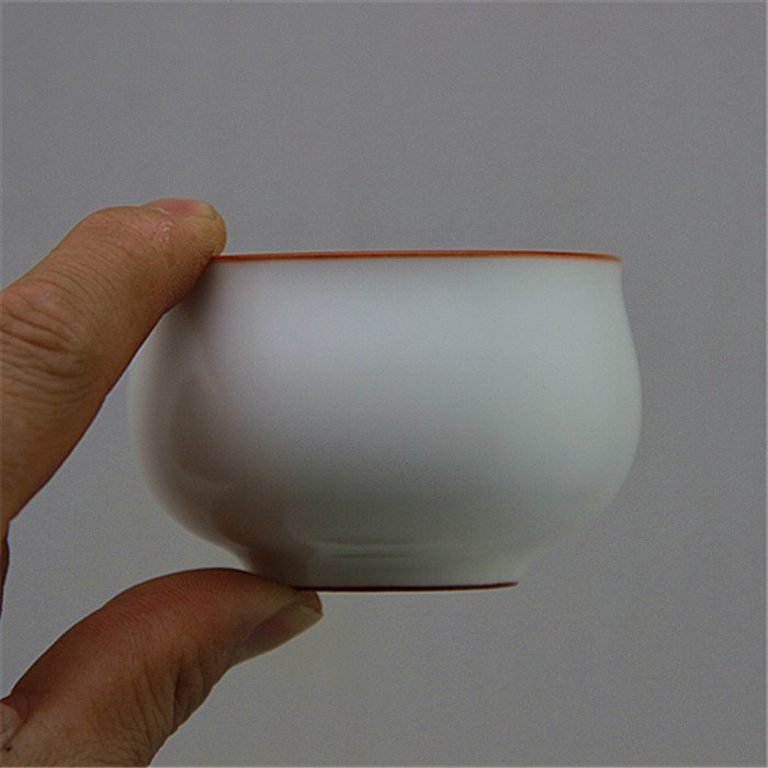 緣古珍藏 收藏精品瓷器井開汝窯圓口杯 白色瑪瑙釉汝窯功夫茶杯 勝似曉芳窯 cn