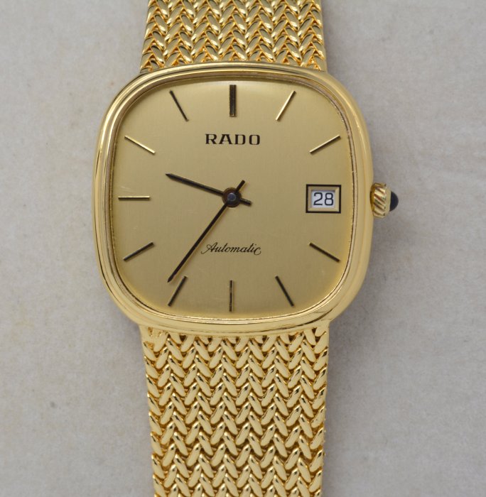 《寶萊精品》RADO 雷達表金黃方圓型自動男士錶