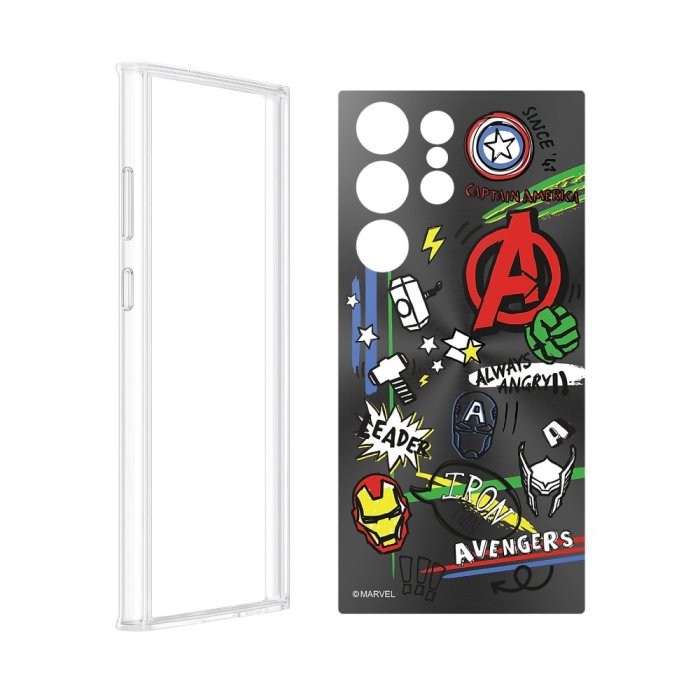 SAMSUNG 原廠 S23 Ultra Marvel 聯名背板TOS918 (適用邊框背蓋兩用保護殼)